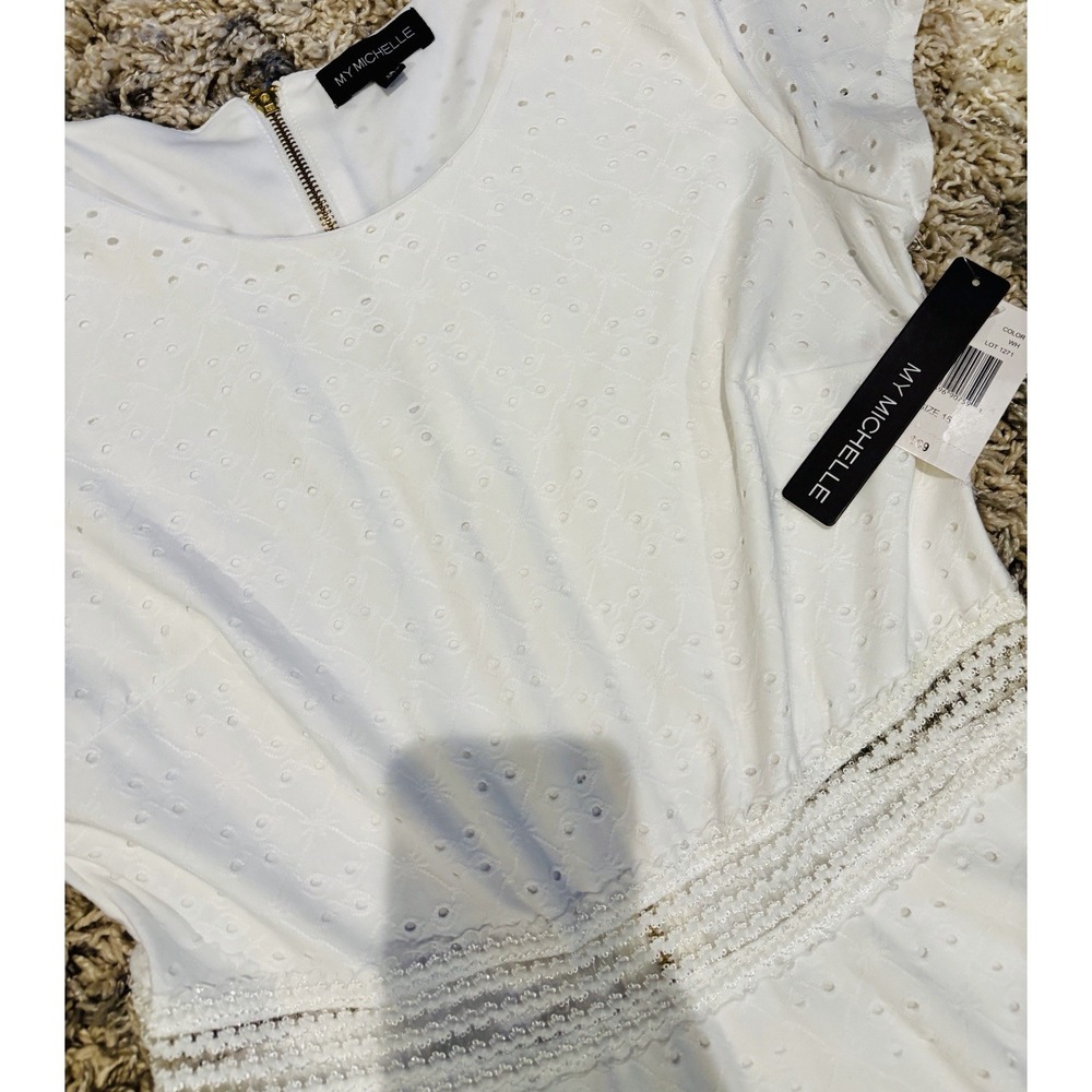 New! Women's My Michelle White Eyelet‎ Dress - Size 15 XL